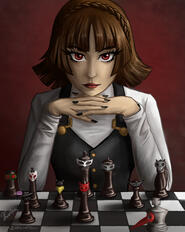 Makoto Niijima (Persona 5) - stylised as Queen's Gambit poster